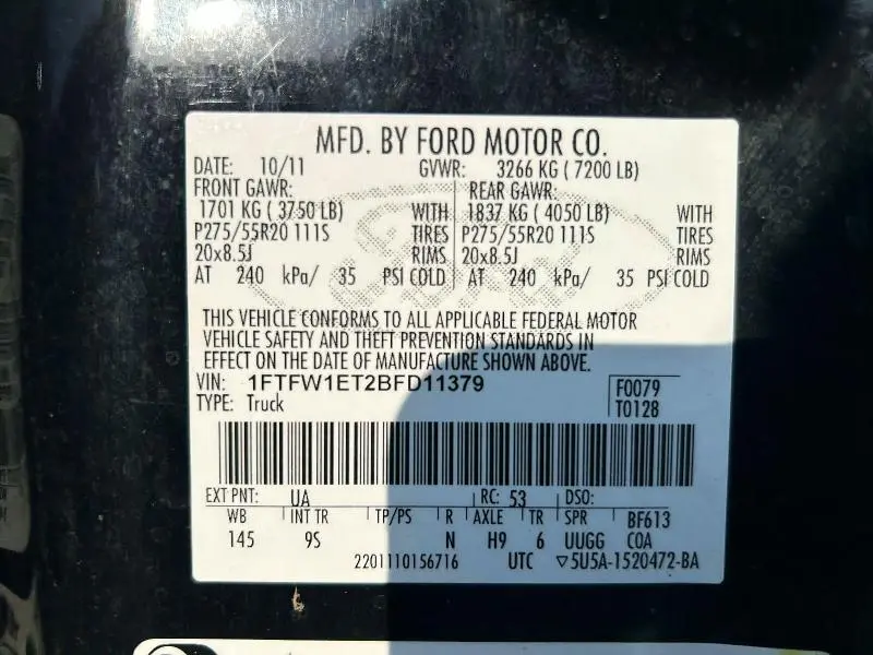2011 FORD F150 SUPERCREW  