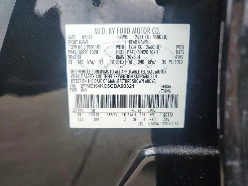2012 FORD EDGE LIMITED  