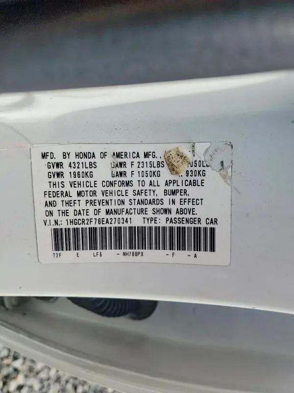 2014 HONDA ACCORD EX  