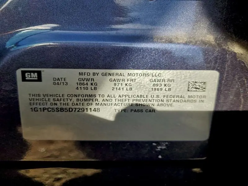 2013 CHEVROLET CRUZE LT  