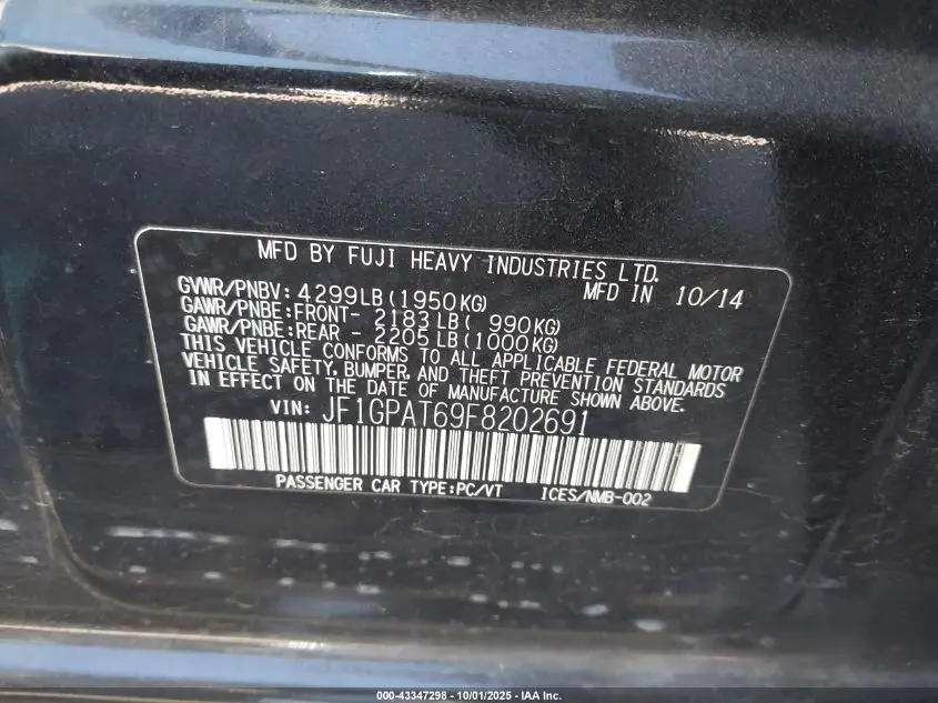 2015 SUBARU IMPREZA 2.0I SPORT PREMIUM