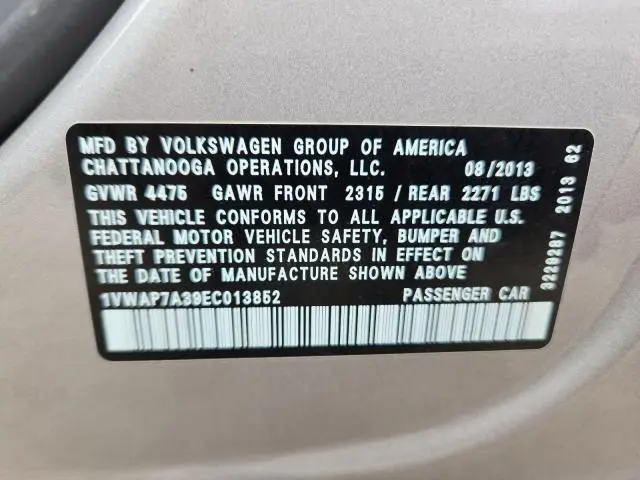 2014 VOLKSWAGEN PASSAT S  