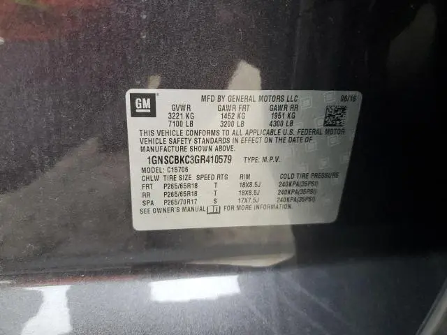 2016 CHEVROLET TAHOE C1500 LT  