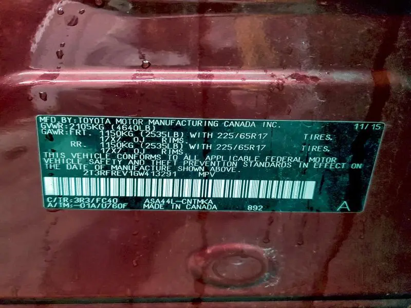 2016 TOYOTA RAV4 XLE  