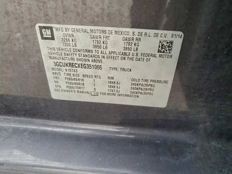 2014 CHEVROLET SILVERADO K1500 LT  