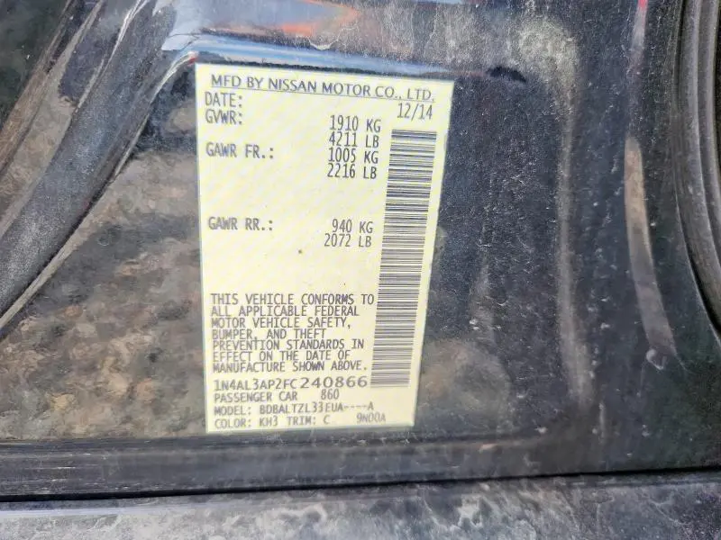 2015 NISSAN ALTIMA 2.5 SL  