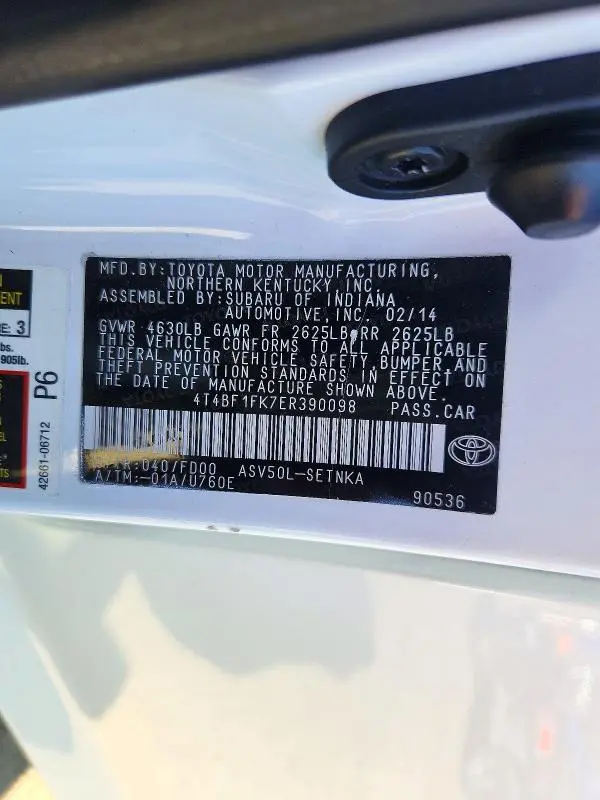 2014 TOYOTA CAMRY L  