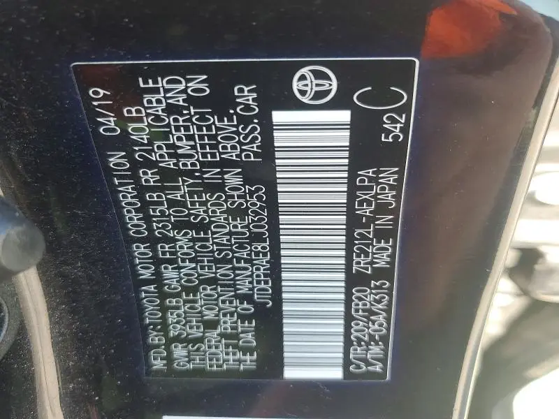 2020 TOYOTA COROLLA LE  