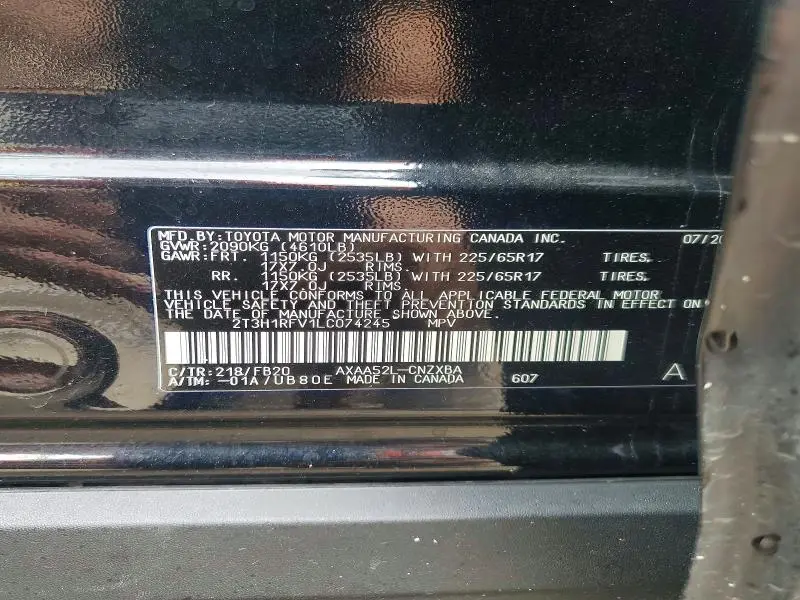2020 TOYOTA RAV4 LE  
