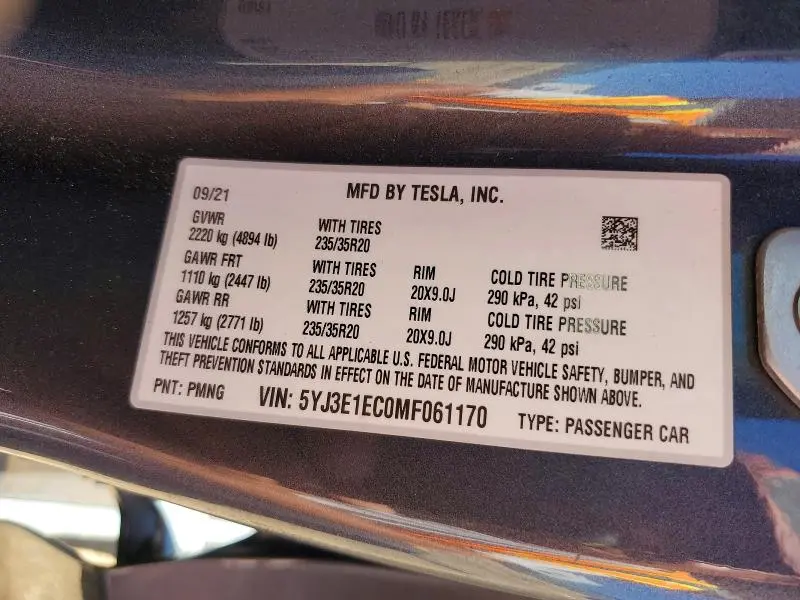 2021 TESLA MODEL 3   