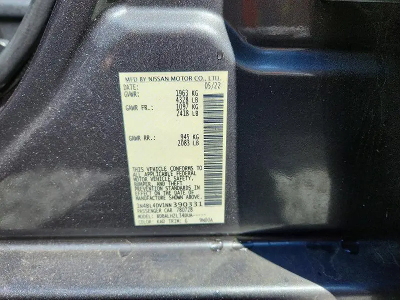 2022 NISSAN ALTIMA SV  