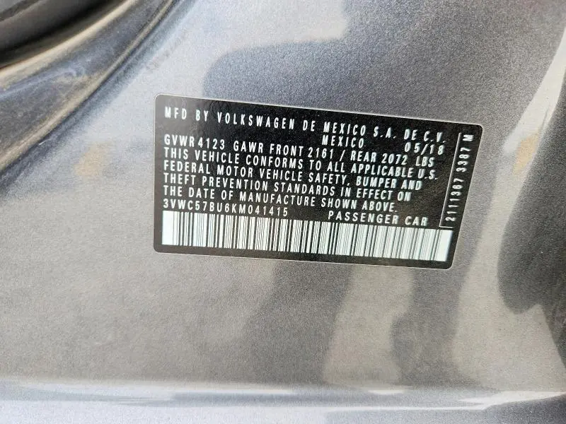 2019 VOLKSWAGEN JETTA S  