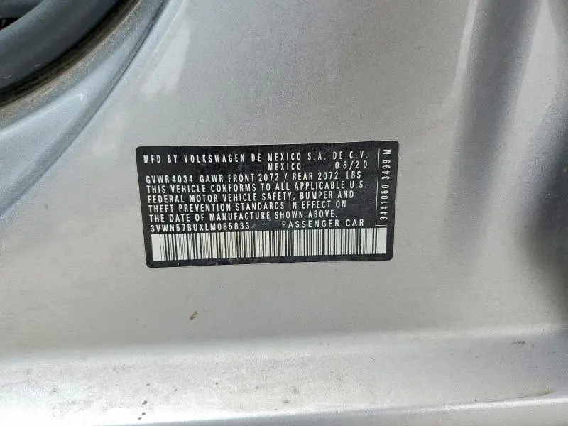 2020 VOLKSWAGEN JETTA S  