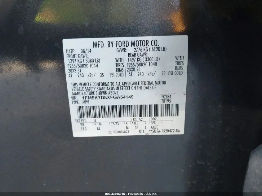 2015 FORD EXPLORER XLT