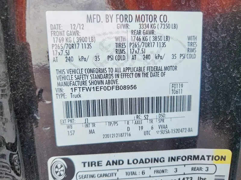 2013 FORD F150 SUPERCREW  