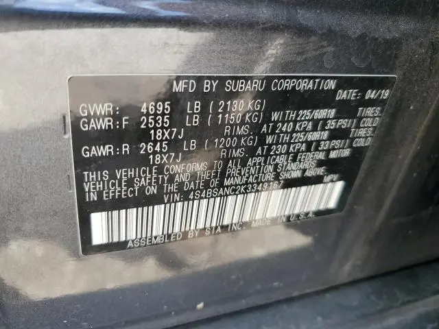 2019 SUBARU OUTBACK 2.5I LIMITED  