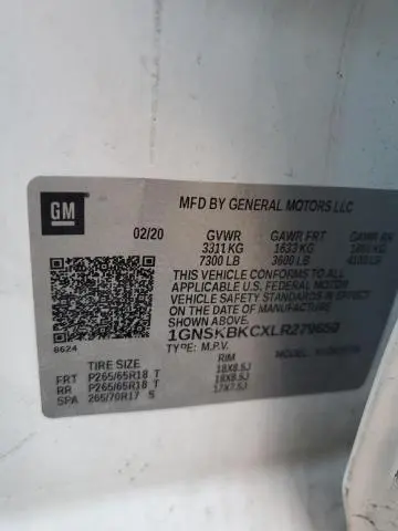 2020 CHEVROLET TAHOE K1500 LT  