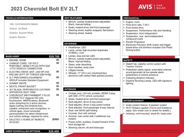 2023 CHEVROLET BOLT EV 2LT  