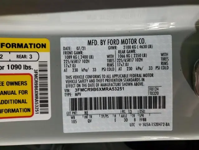 2021 FORD BRONCO SPORT BIG BEND  