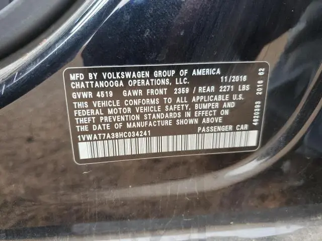 2017 VOLKSWAGEN PASSAT S  
