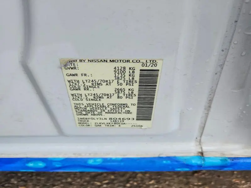 2020 NISSAN NV 2500 HD SV  