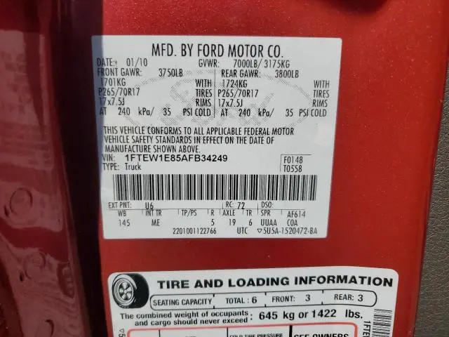 2010 FORD F150 SUPERCREW  