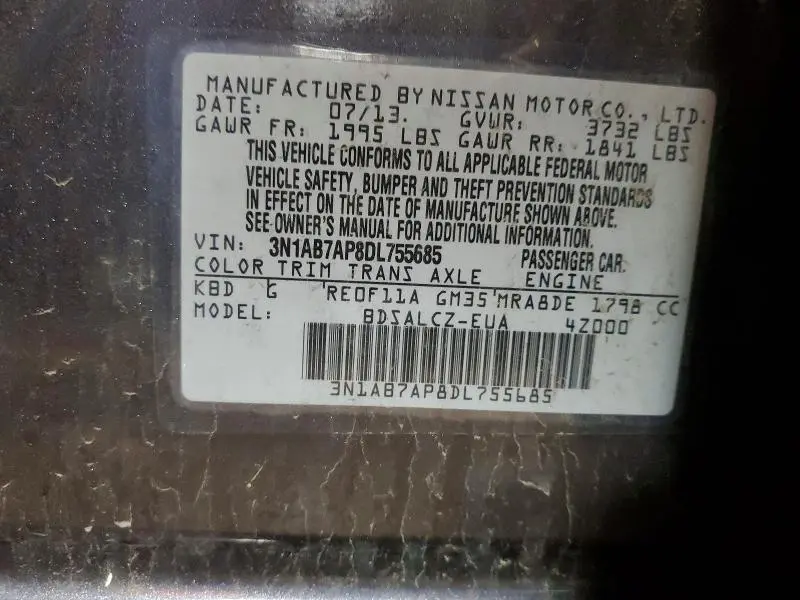 2013 NISSAN SENTRA S  