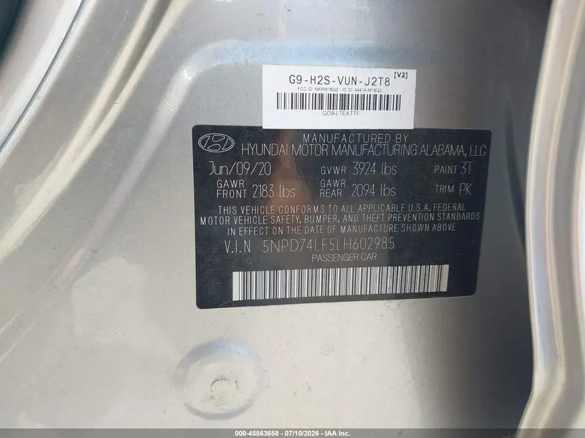 2020 HYUNDAI ELANTRA SE
