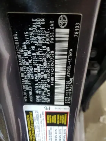 2015 TOYOTA CAMRY LE  