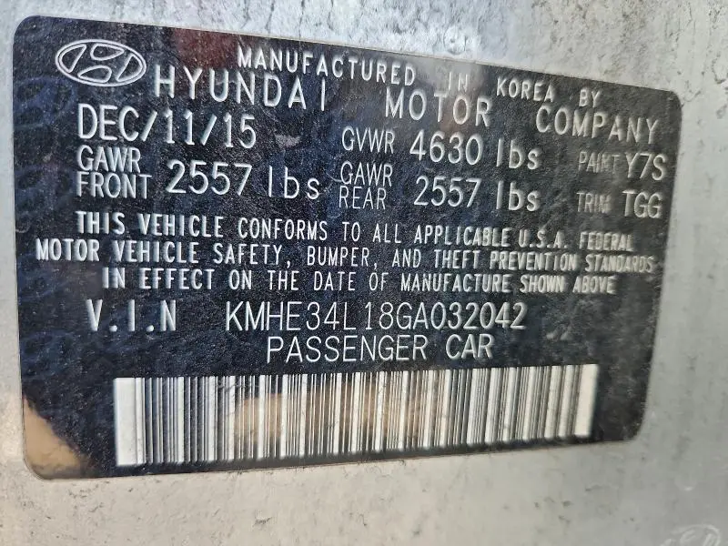 2016 HYUNDAI SONATA HYBRID  