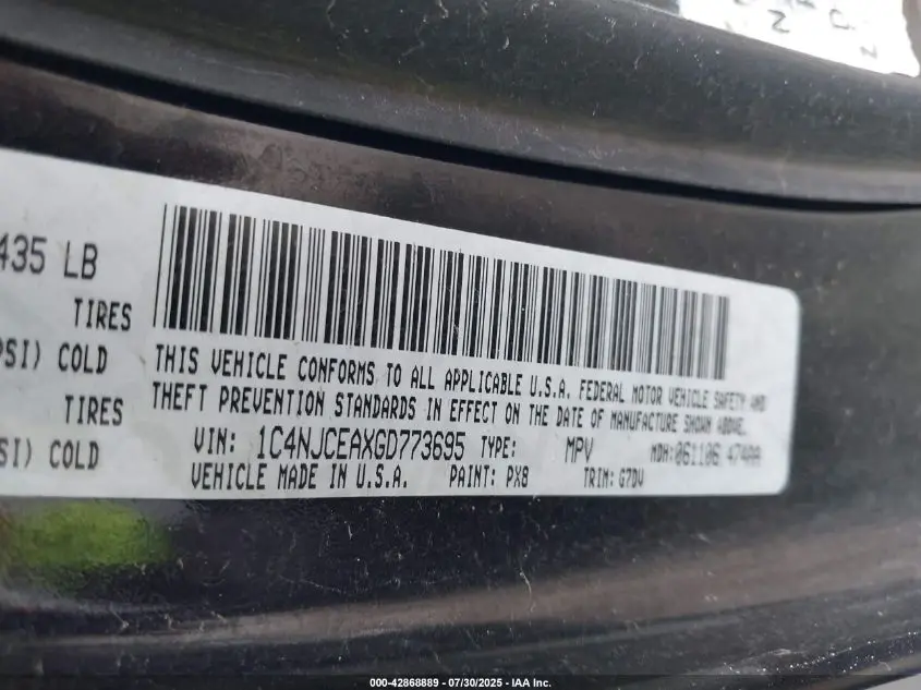 2016 JEEP COMPASS LATITUDE