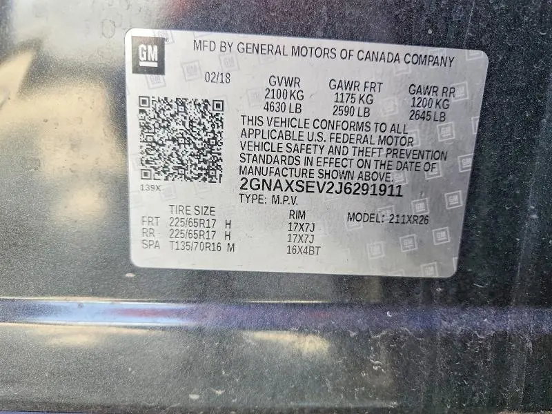 2018 CHEVROLET EQUINOX LT  