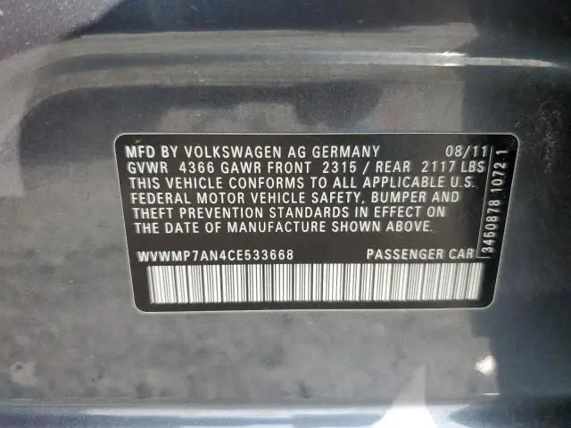 2012 VOLKSWAGEN CC SPORT  