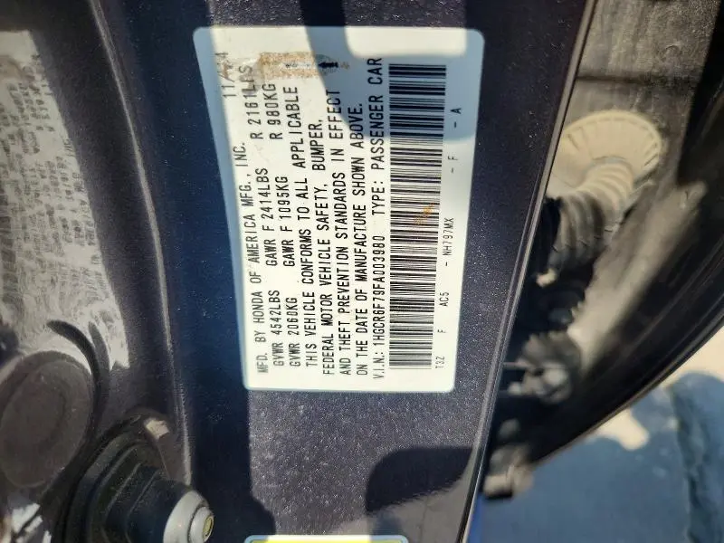 2015 HONDA ACCORD TOURING HYBRID  