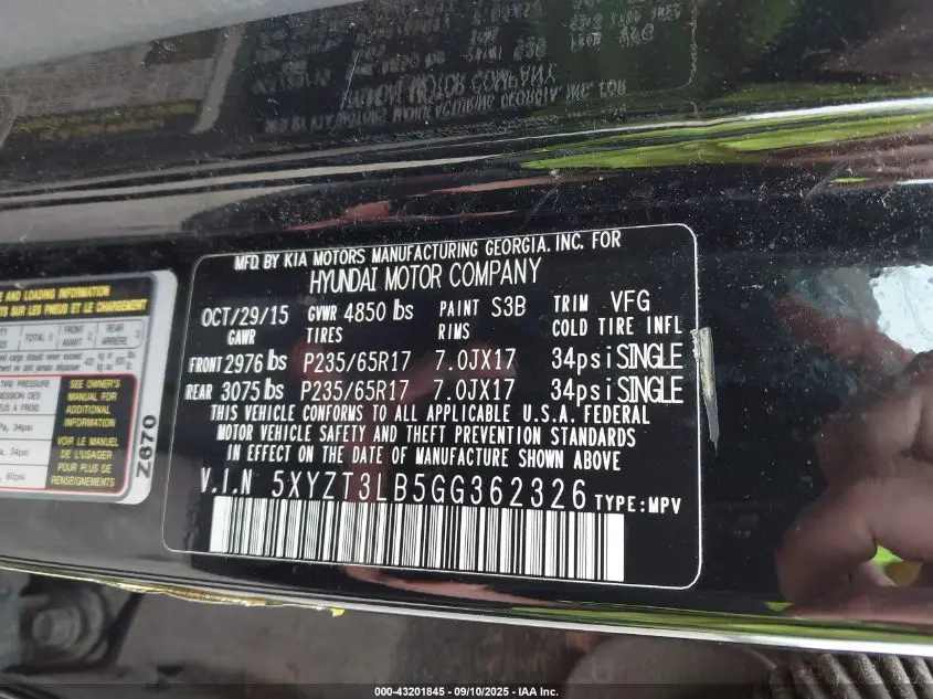 2016 HYUNDAI SANTA FE SPORT 2.4L