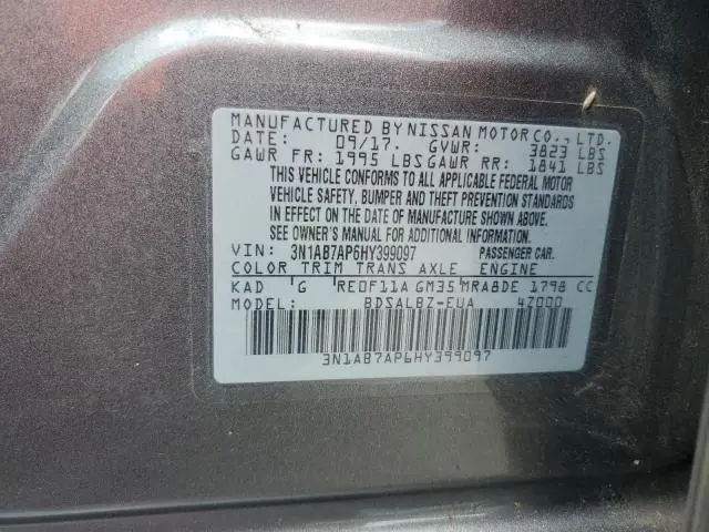 2017 NISSAN SENTRA S  