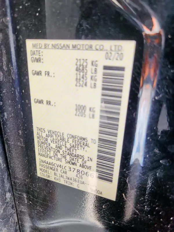 2020 NISSAN MAXIMA SV  