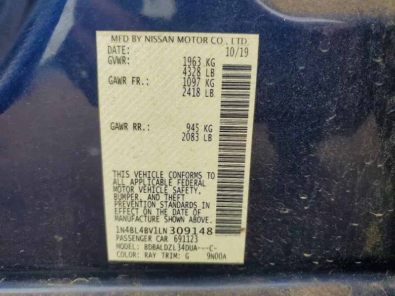 2020 NISSAN ALTIMA 2.5 S  