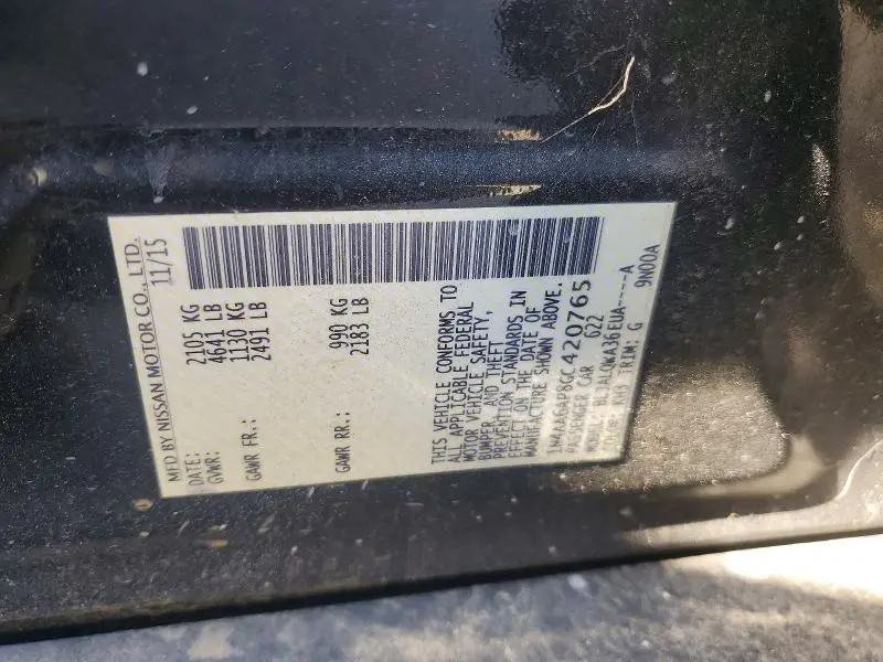 2016 NISSAN MAXIMA 3.5 S  