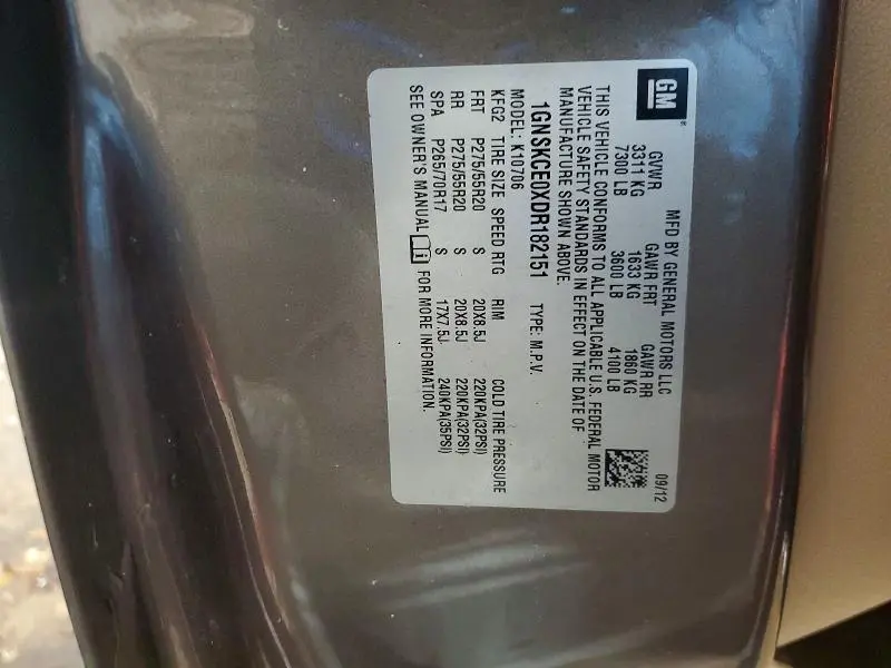 2013 CHEVROLET TAHOE K1500 LTZ  