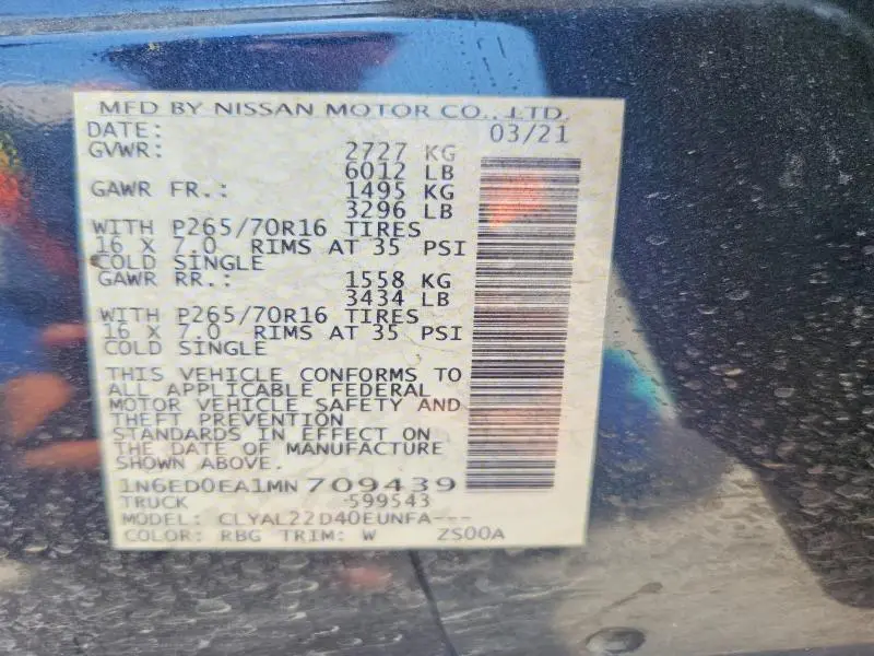 2021 NISSAN FRONTIER SV  