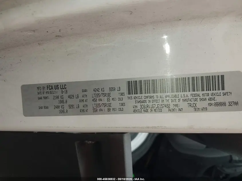 2018 RAM PROMASTER 3500 CARGO VAN HIGH ROOF 159 WB EXT