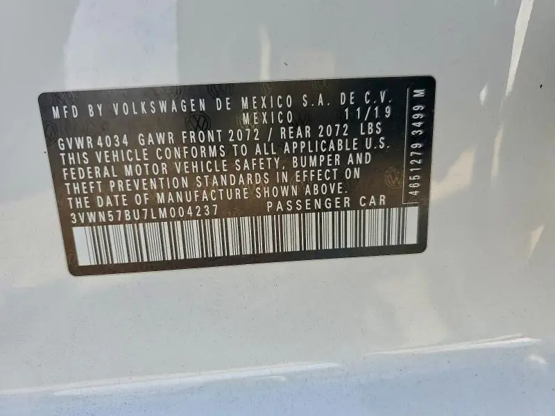 2020 VOLKSWAGEN JETTA S  