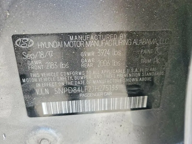 2018 HYUNDAI ELANTRA SEL  