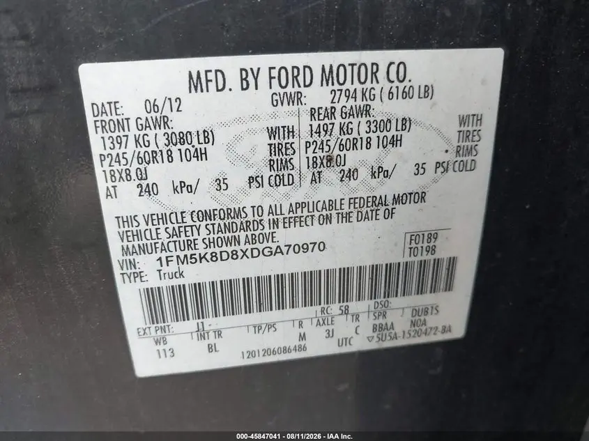 2013 FORD EXPLORER XLT