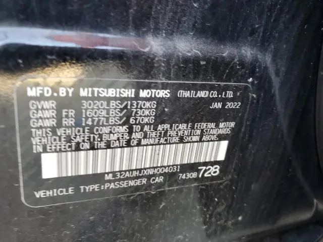 2022 MITSUBISHI MIRAGE ES  