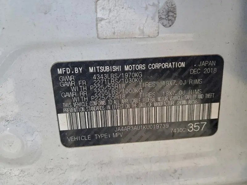 2019 MITSUBISHI OUTLANDER SPORT ES  