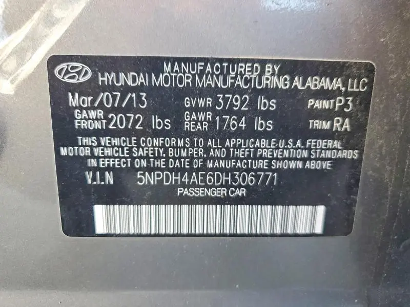 2013 HYUNDAI ELANTRA GLS  
