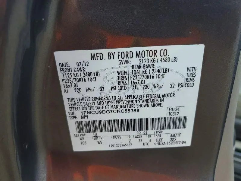 2012 FORD ESCAPE XLT  