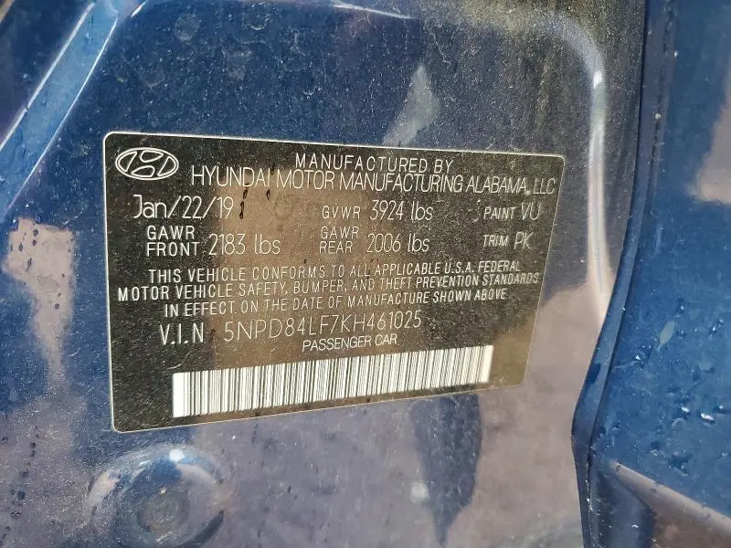 2019 HYUNDAI ELANTRA SEL  